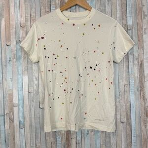 Megan Ilene OS Hand Painted Paint Splatter Tee T Shirt Top OOAK Supima Cotton